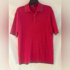 Mr Turk Fuchsia Cable Knit Polo Shirt Size S
